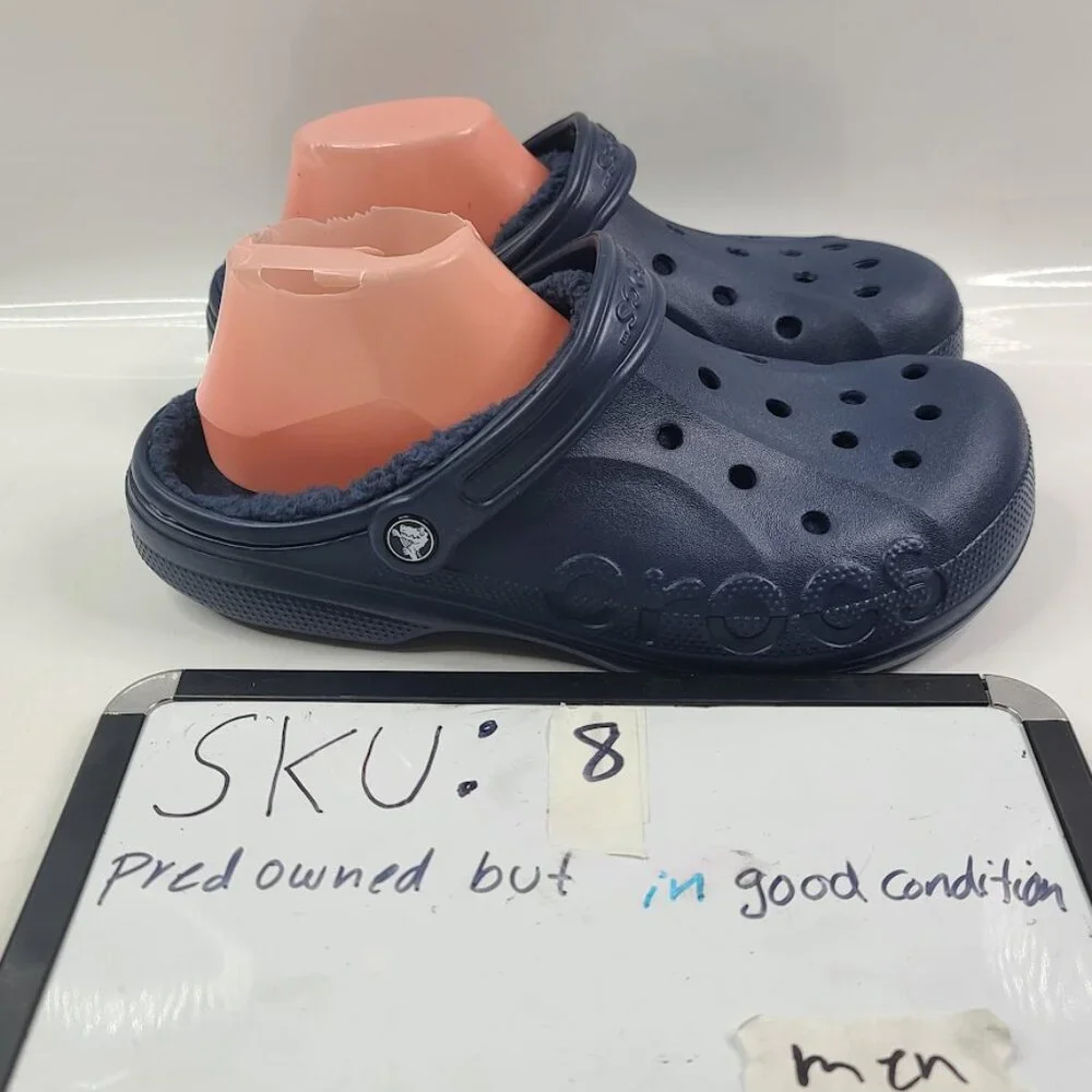 Crocs Men's Navy Baya Lined 205969-463 Adjustable Slip-On Casual‎ Clogs Size 9